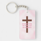 Kwaliteit christelijke roze sleutelhanger (Voorkant)