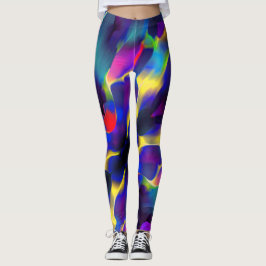 Kwaliteit en gekleurde reliëf, blauw overheerst leggings
