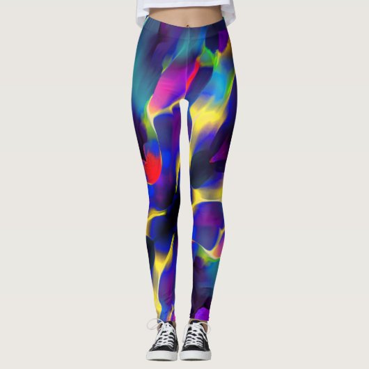 Kwaliteit en gekleurde reliëf, blauw overheerst leggings (Voorkant)