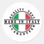 Kwaliteit Getest en Gegarandeerd Made in Italy Ronde Sticker (Voorkant)