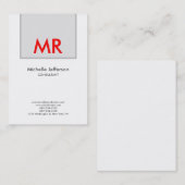 Kwaliteit grijs wit elegant uniek monogram visitekaartje (Voorkant / Achterkant)