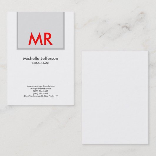 Kwaliteit grijs wit elegant uniek monogram visitekaartje (Voorkant / Achterkant)