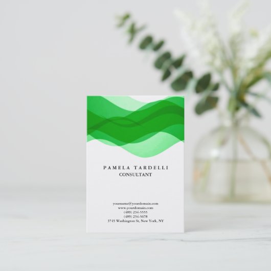 Kwaliteit Groene en Witte Unieke Moderne Patrooncu Visitekaartje (Staand voorkant)