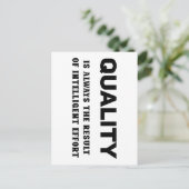 Kwaliteit is altijd het resultaat van intelligente briefkaart (Staand voorkant)