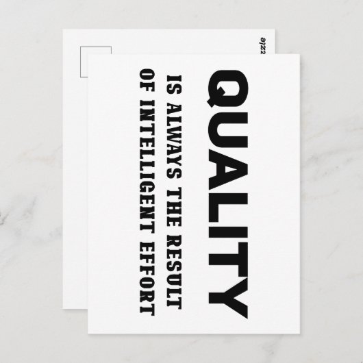 Kwaliteit is altijd het resultaat van intelligente briefkaart (Voorkant / Achterkant)