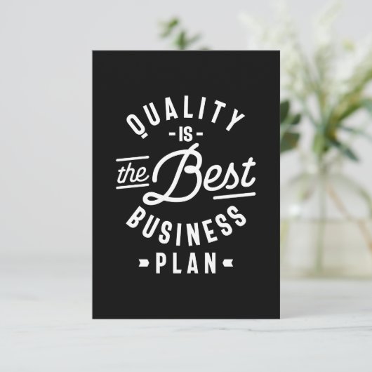 Kwaliteit is het beste businessplan RSVP kaartje (Staand voorkant)