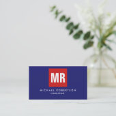 Kwaliteit Midnight Blue Red Monogram Uniek Visitekaartje (Staand voorkant)