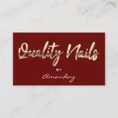 Kwaliteit Nails QR Code Logo Burgundy Red Gold Visitekaartje (Voorkant)