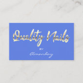 Kwaliteit Nails Script QR Code Logo Blue Gold Visitekaartje (Voorkant)
