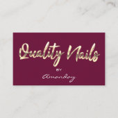 Kwaliteit Nails Script QR Code Logo Marsala Visitekaartje (Voorkant)