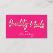 Kwaliteit Nails Script QR Code Logo roze Visitekaartje (Voorkant)