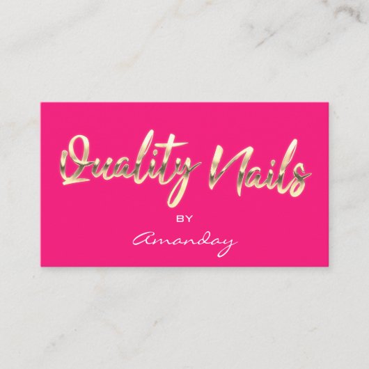Kwaliteit Nails Script QR Code Logo roze Visitekaartje (Voorkant)