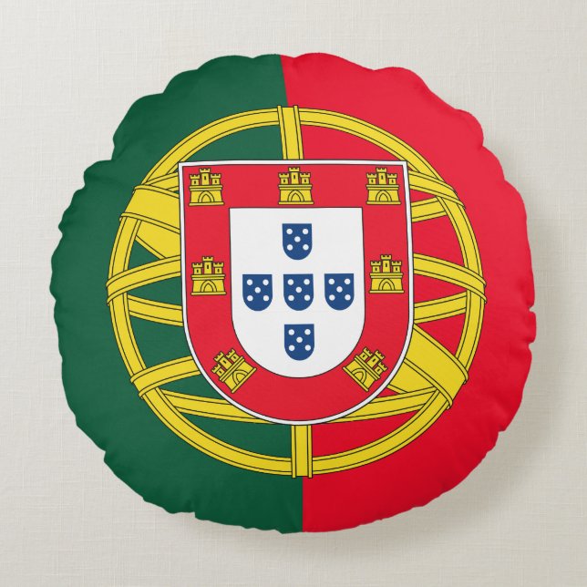 Kwaliteit Portugese vlag Rond Kussen (Voorkant)