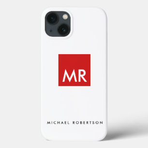 Kwaliteit Rood Witte Monogram Elegant Uniek Case-Mate iPhone Case