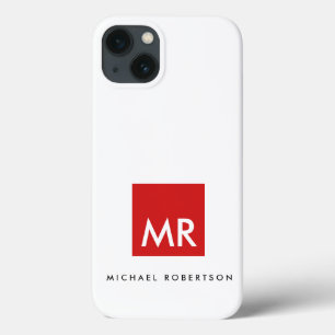 Kwaliteit Rood Witte Monogram Elegant Uniek Case-Mate iPhone Case