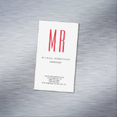 Kwaliteit Rood Witte Monogram Elegant Uniek Magnetisch Visitekaartje (Voorbeeld)