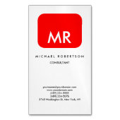 Kwaliteit Rood Witte Monogram Elegant Uniek Magnetisch Visitekaartje (Voorkant Verticaal)