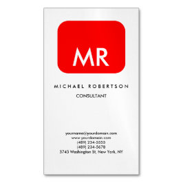 Kwaliteit Rood Witte Monogram Elegant Uniek Magnetisch Visitekaartje