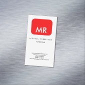 Kwaliteit Rood Witte Monogram Elegant Uniek Magnetisch Visitekaartje (Voorbeeld)
