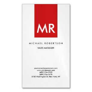 Kwaliteit Rood Witte Monogram Elegant Uniek Magnetisch Visitekaartje