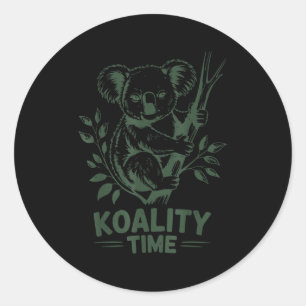 Kwaliteit Tijd Grappige Koala Beer Slaap Mannen Vr Ronde Sticker
