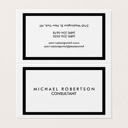 Kwaliteit Unieke Plain Zwarte Rand Wit Visitekaartje (Buitenkant ongevouwen)