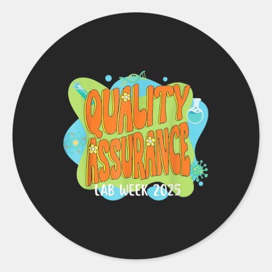 Kwaliteit Urance Lab Wetenschapper Retro Lab Week Ronde Sticker (Voorkant)