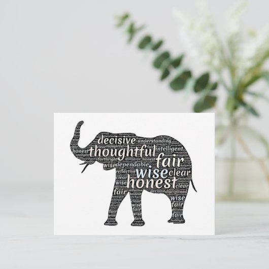 Kwaliteit van een ellephant Word Cloud Briefkaart (Staand voorkant)