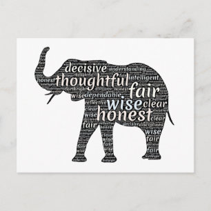 Kwaliteit van een ellephant Word Cloud Briefkaart