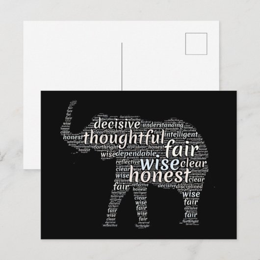 Kwaliteit van een ellephant Word Cloud Briefkaart (Voorkant / Achterkant)