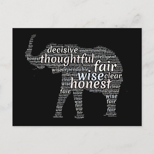 Kwaliteit van een ellephant Word Cloud Briefkaart (Voorkant)