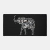 Kwaliteit van een ellephant Word Cloud Bureaumat (Voorkant)