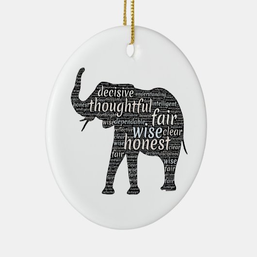Kwaliteit van een ellephant Word Cloud Keramisch Ornament (Rechts)