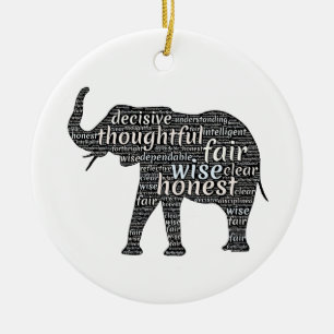Kwaliteit van een ellephant Word Cloud Keramisch Ornament
