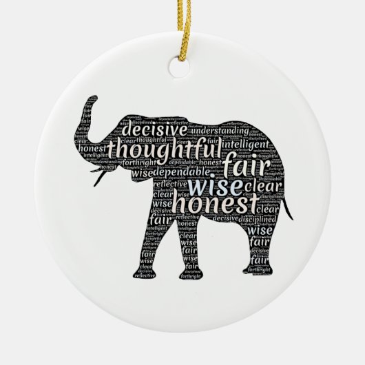 Kwaliteit van een ellephant Word Cloud Keramisch Ornament (Voorkant)