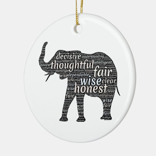 Kwaliteit van een ellephant Word Cloud Keramisch Ornament (Links)