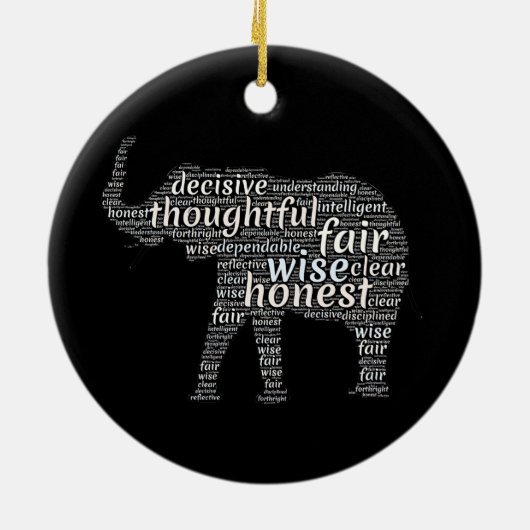 Kwaliteit van een ellephant Word Cloud Keramisch Ornament (Achterkant)