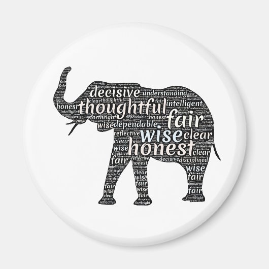 Kwaliteit van een ellephant Word Cloud Magneet (Voorkant)