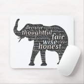 Kwaliteit van een ellephant Word Cloud Muismat (Met muis)
