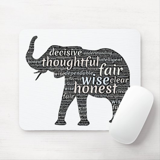 Kwaliteit van een ellephant Word Cloud Muismat (Met muis)