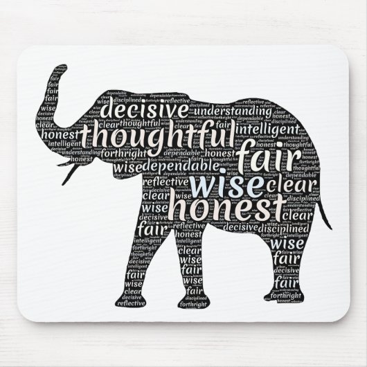 Kwaliteit van een ellephant Word Cloud Muismat (Voorkant)