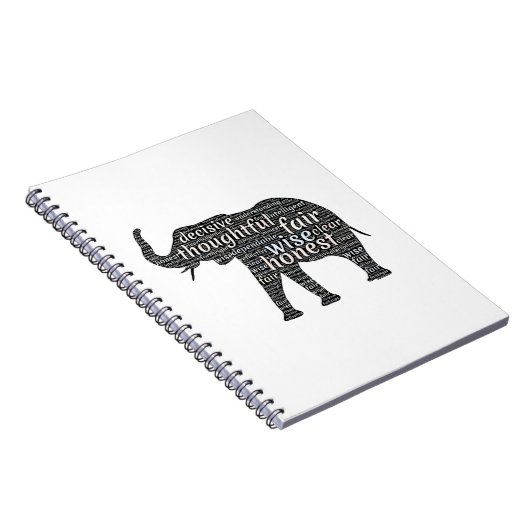 Kwaliteit van een ellephant Word Cloud Notitieboek (Rechterzijde)