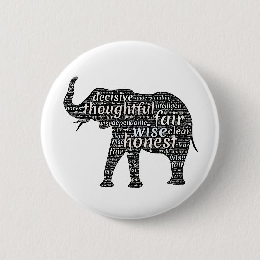 Kwaliteit van een ellephant Word Cloud Ronde Button 5,7 Cm (Voorkant)