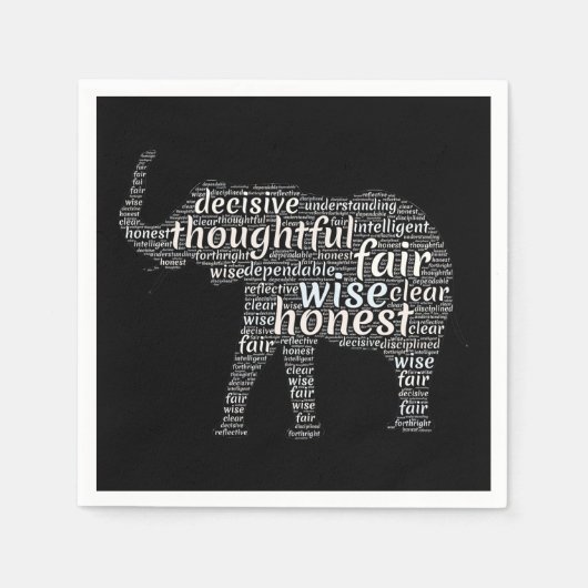 Kwaliteit van een ellephant Word Cloud Servet (Voorkant)