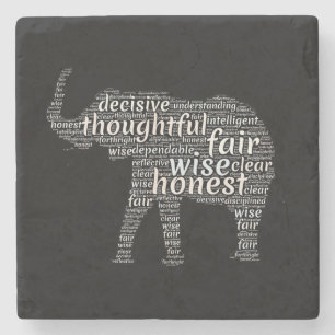 Kwaliteit van een ellephant Word Cloud Stenen Onderzetter