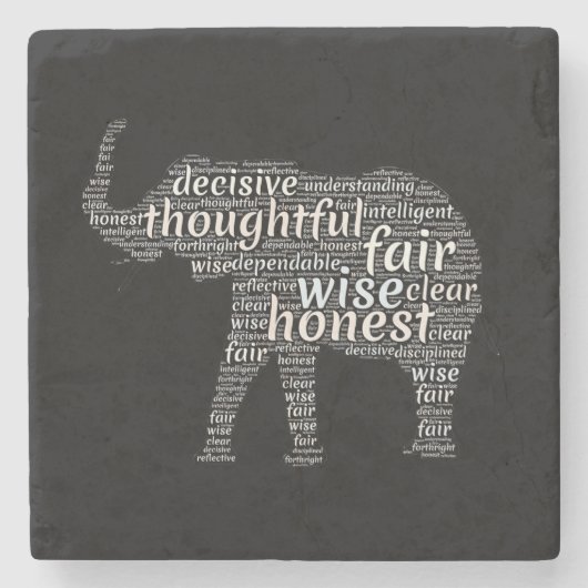 Kwaliteit van een ellephant Word Cloud Stenen Onderzetter (Voorkant)