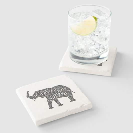 Kwaliteit van een ellephant Word Cloud Stenen Onderzetter (Zijkant)