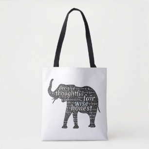 Kwaliteit van een ellephant Word Cloud Tote Bag