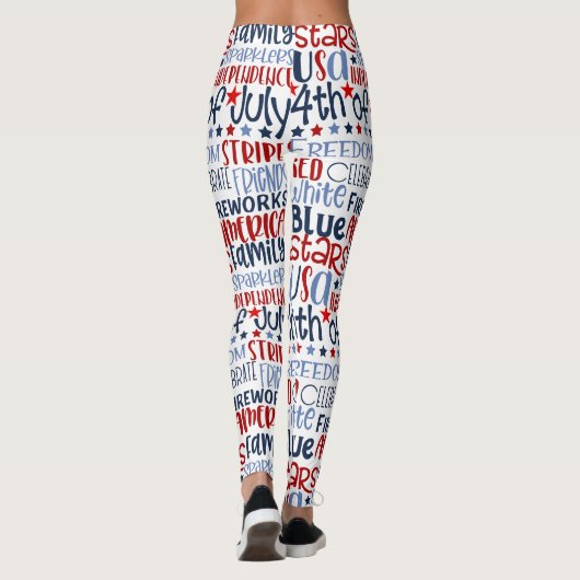 Kwaliteit vierde juli Rood Blauw met sterren Leggings (Achterkant)