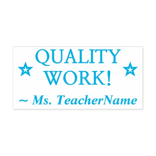"KWALITEIT WERK!" + Naam leraar Rubberstempel Zelfinktende Stempel (Design)